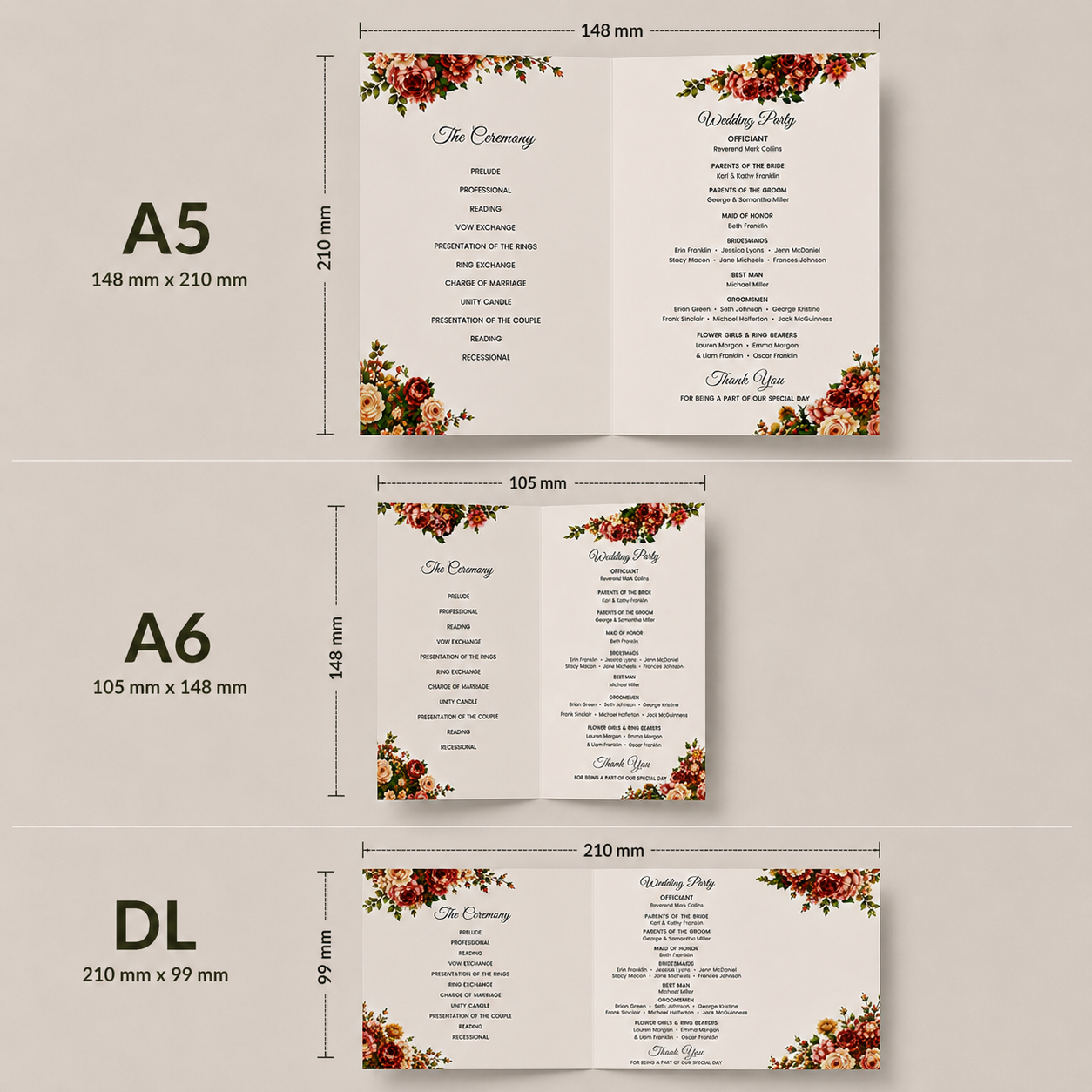 A5 A6 DL Folded Invitation