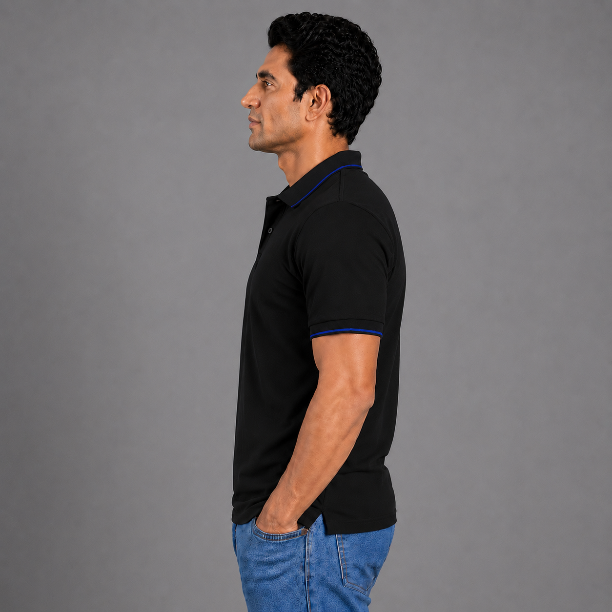Black With Royal Blue Tipping