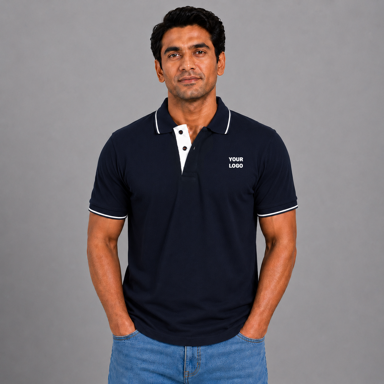 Navy Blue With White Tipping