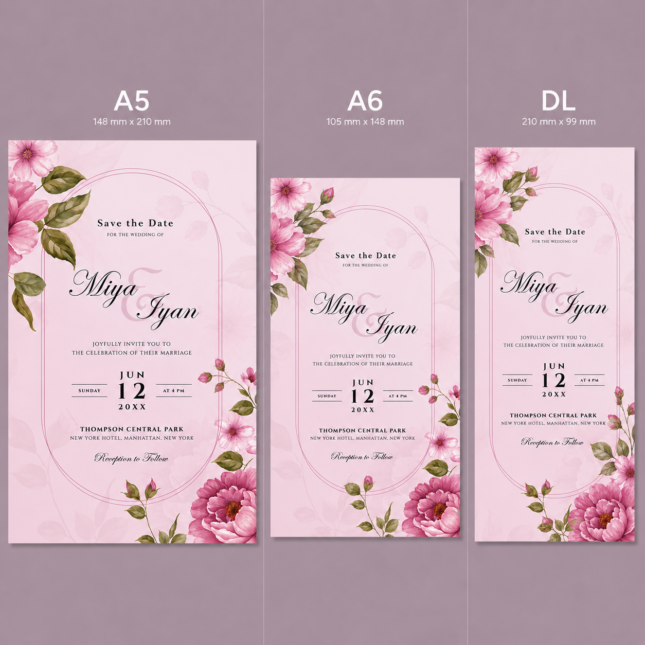 A5 A6 DL Single Side Invitation