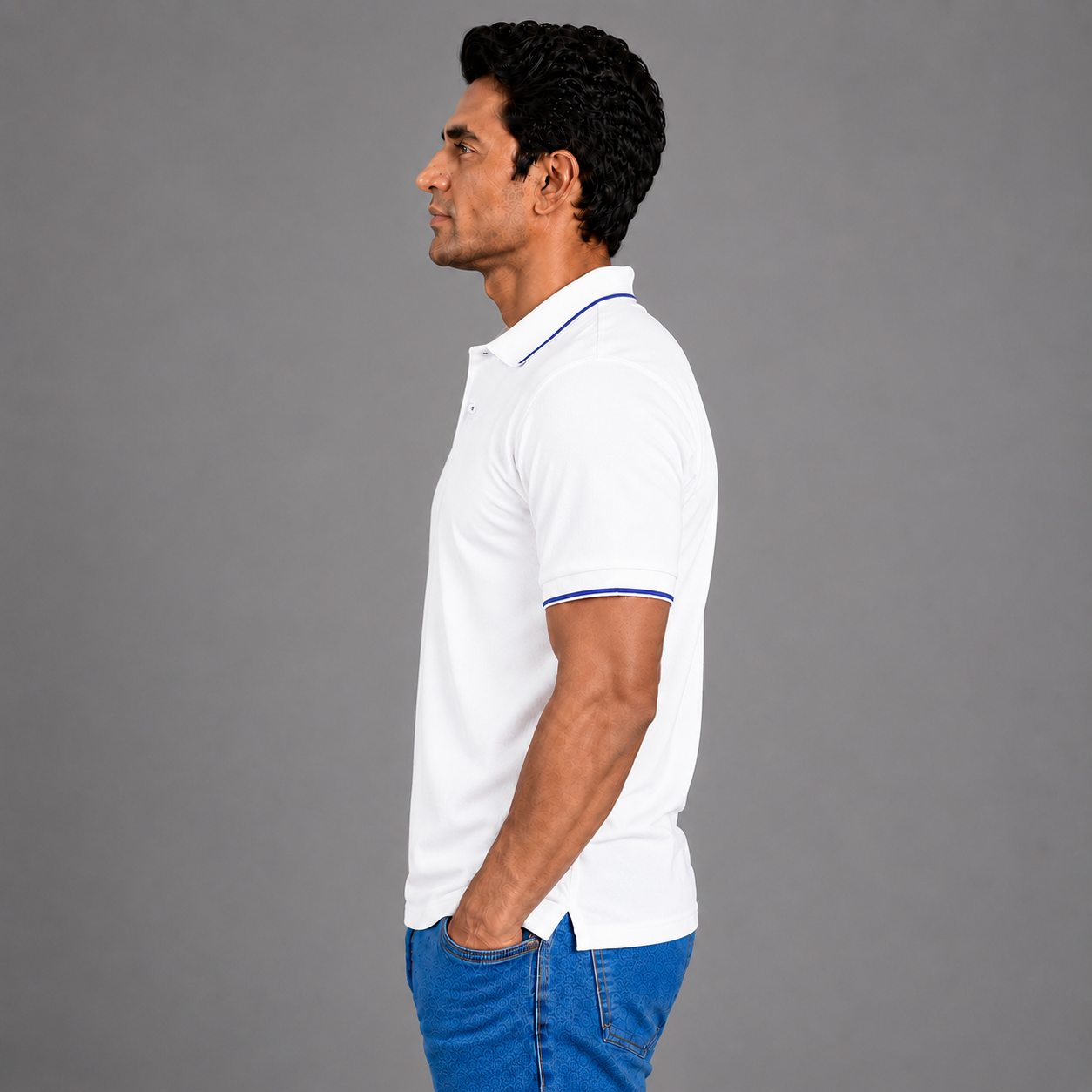 White With Royal Blue Tipping