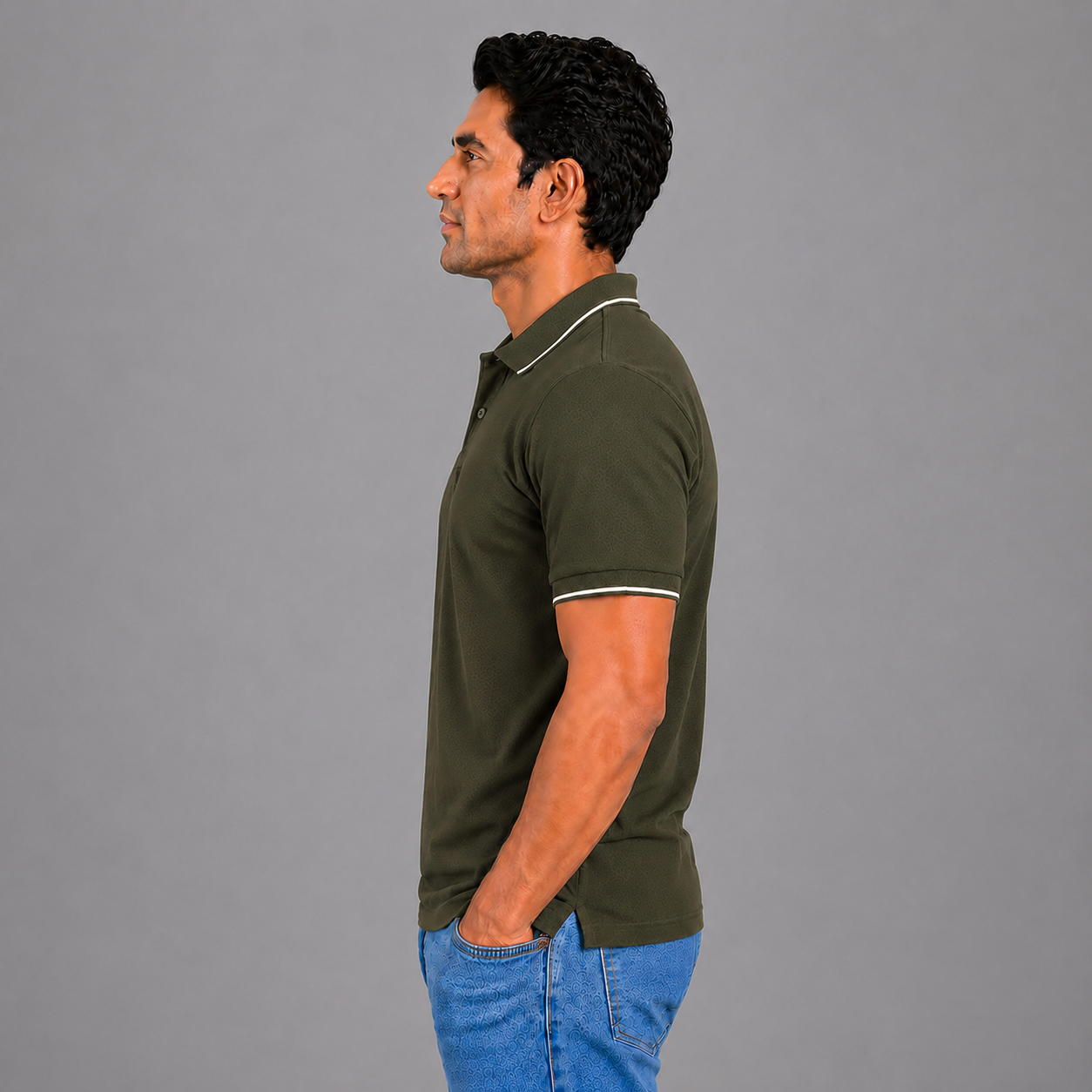 Military Green With White Tipping