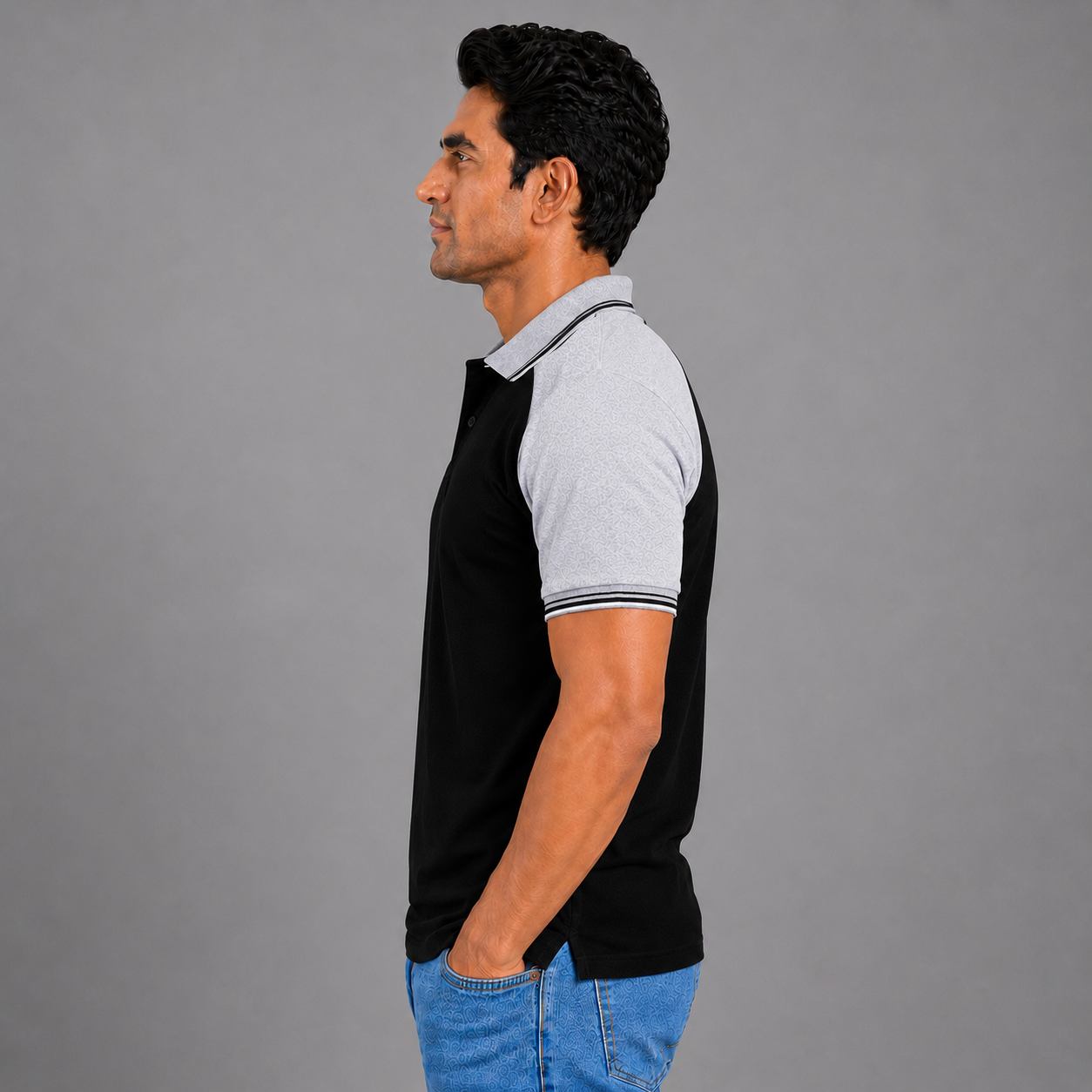 Black With Grey Melange Tipping