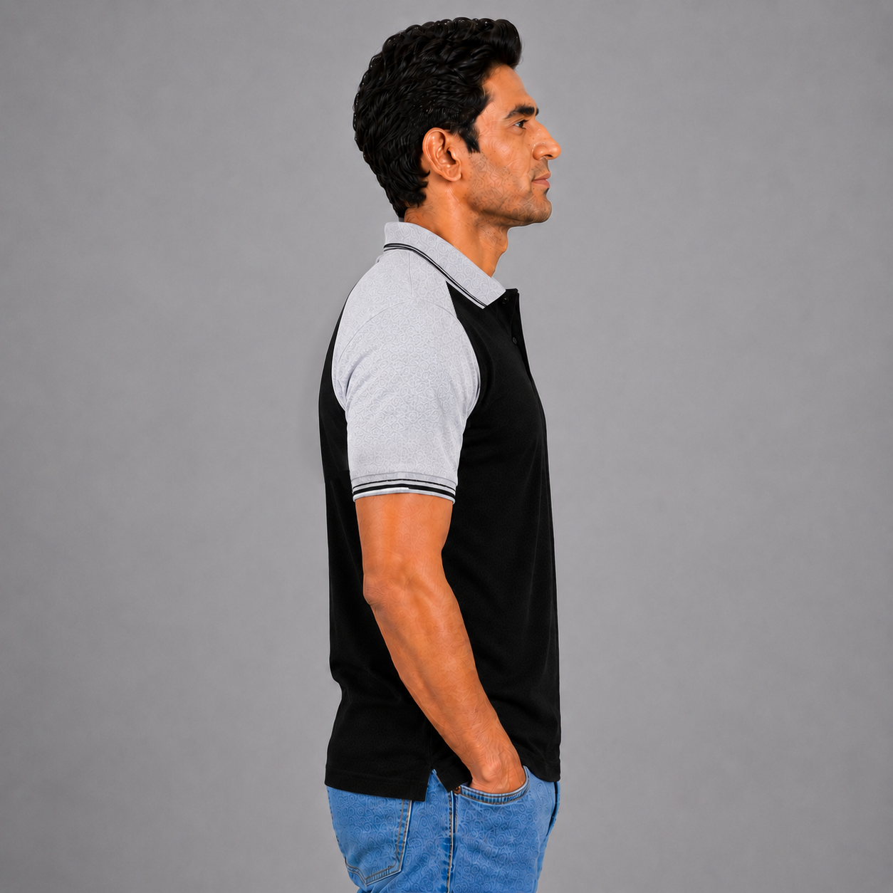 Black With Grey Melange Tipping