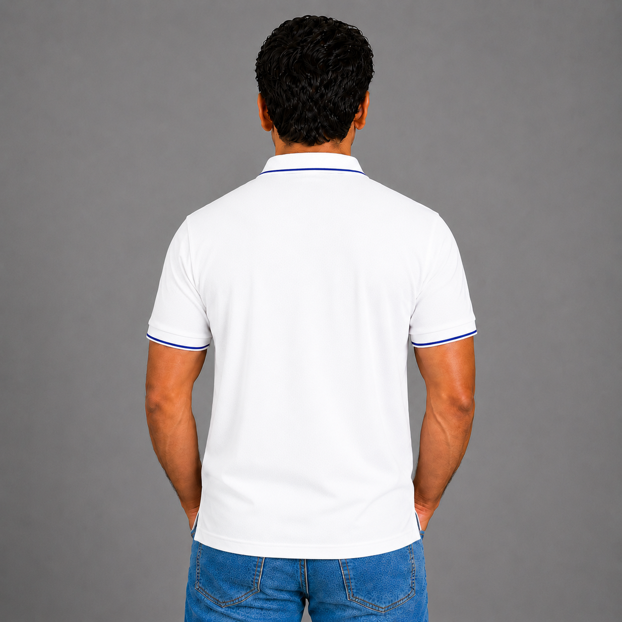 White With Royal Blue Tipping