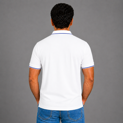 White With Royal Blue Tipping