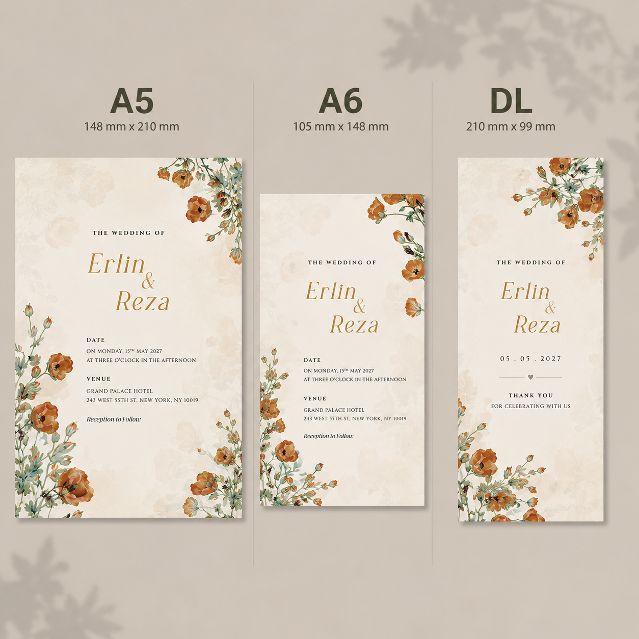 A5 A6 DL Double Side Invitation