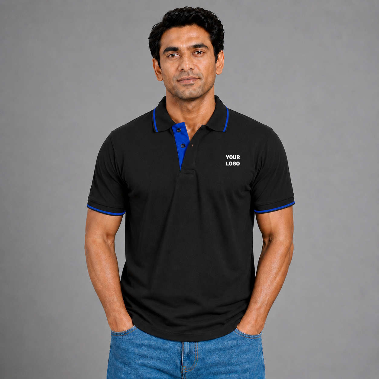 Black With Royal Blue Tipping