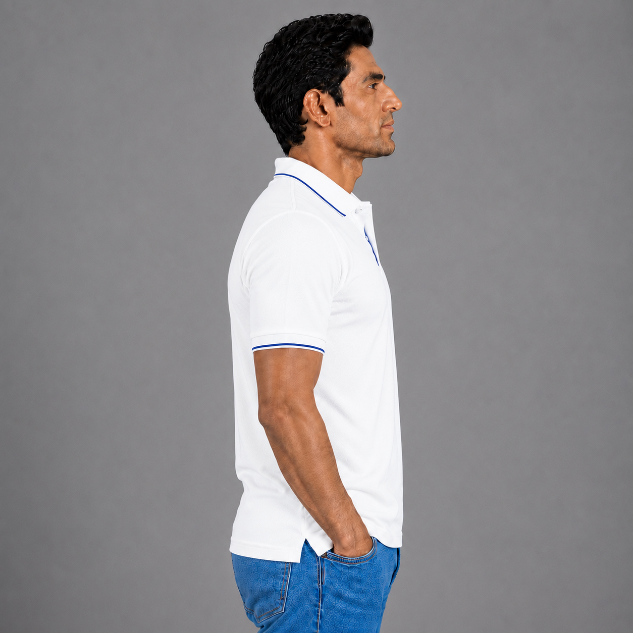 White With Royal Blue Tipping