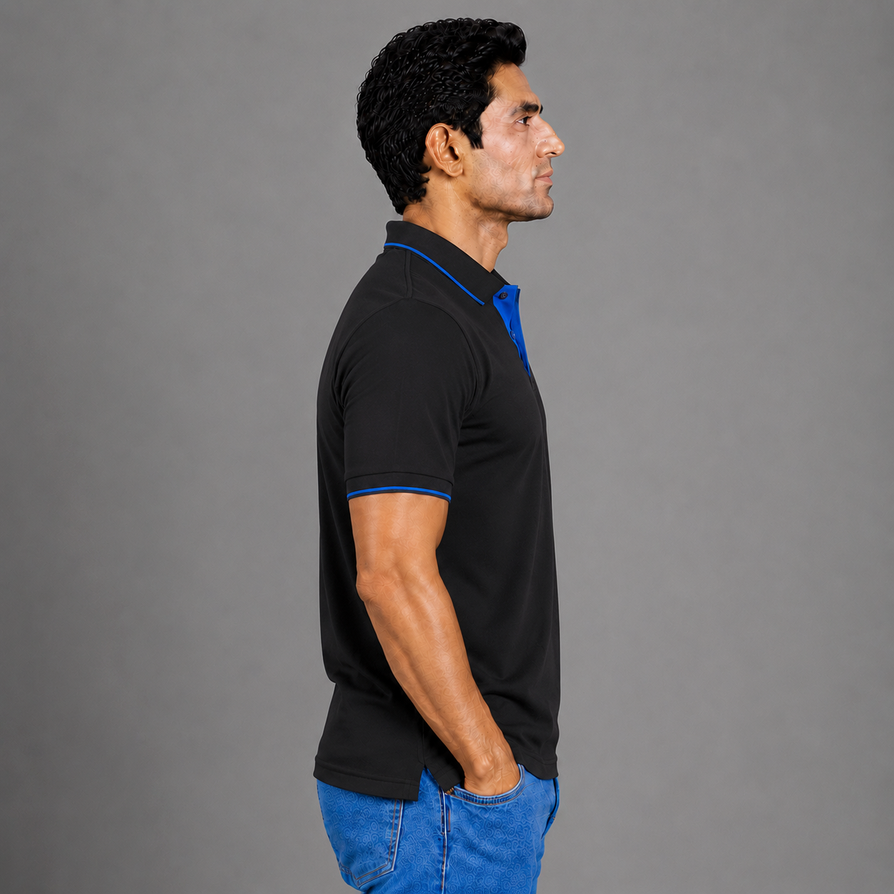 Black With Royal Blue Tipping